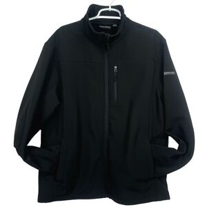 English Laundry Mens Black Soft Shell Full Zip Jacket Fleece Lined Size XL